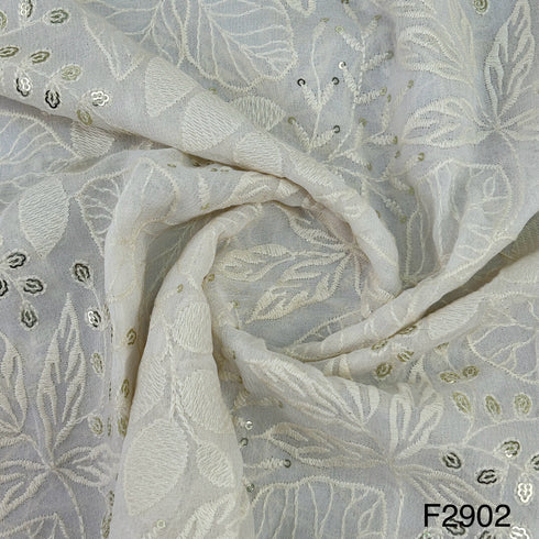 Dyeable Thread sequins Embroidered Georgette Fabric-F2902